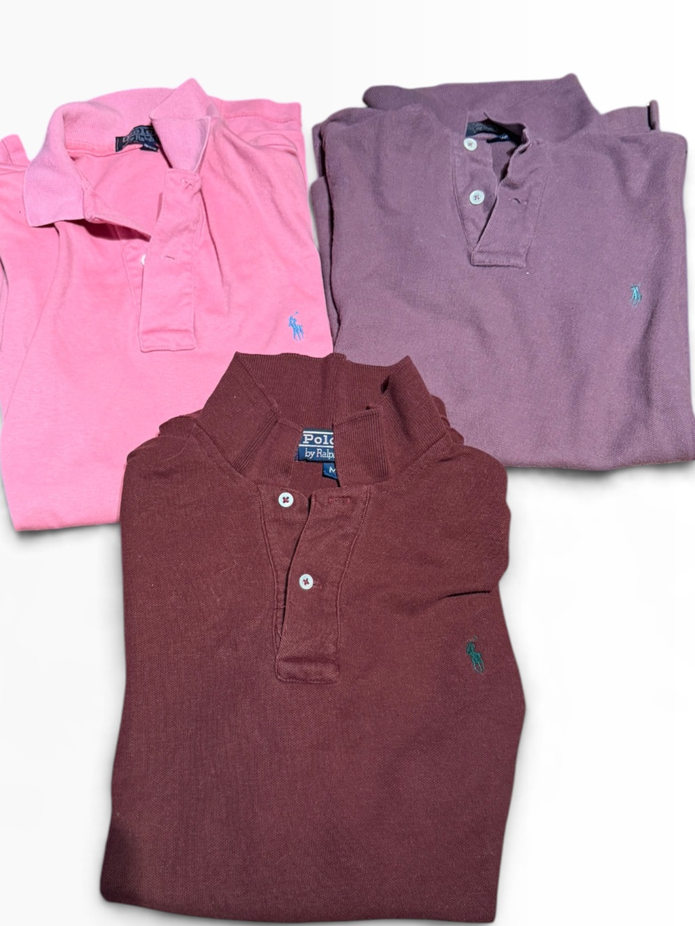 Lot of 3 vintage 80s Polo by Ralph Lauren Polo Shirt - Pink, Mauve, Maroon